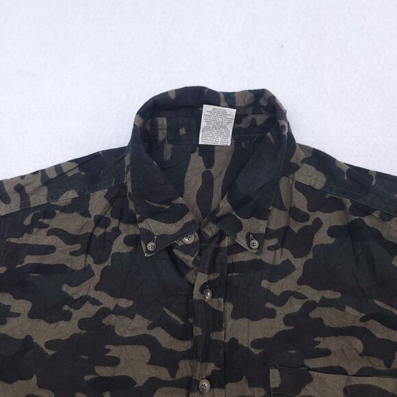 Open Trails Casual Button Up Long Sleeve Shirt Mens Size Medium M Green Camo - Picture 1 of 11